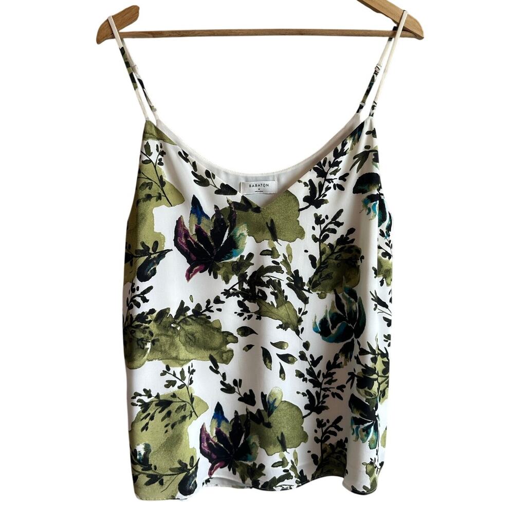Aritzia Babaton Everly Camisole White and Green Floral M